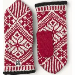 Hestra Nordic Wool Mittens Red Off White