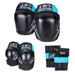 187 SK8 PROTECTION 187 Killer Pads Juniors Six Pack Pad Set In Electric Bolt